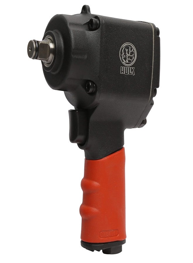 هالك مفتاح ربط هوائي من هالك، صغير الحجم 1/2 بوصة مع مجموعة مقابس AT-198 (عزم الدوران 550 نيوتن متر)، مصنوع من مواد مركبة، أقصى عزم دوران عكسي، خفيف الوزن، يُمكن استخدامه بيد واحدة للأمام. - Image 1